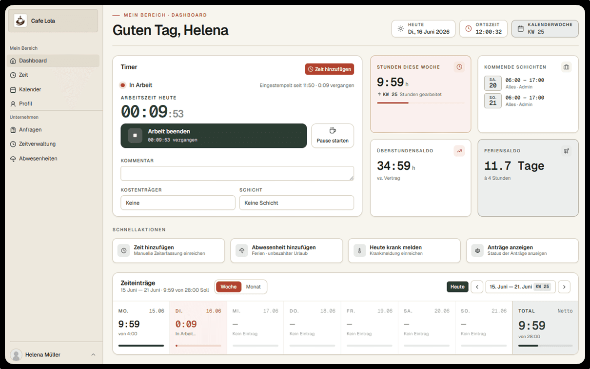 Raika employee dashboard on laptop